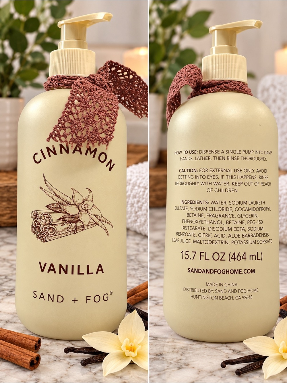 Sand + Fog Glass Cinnamon Vanilla Hand Soap